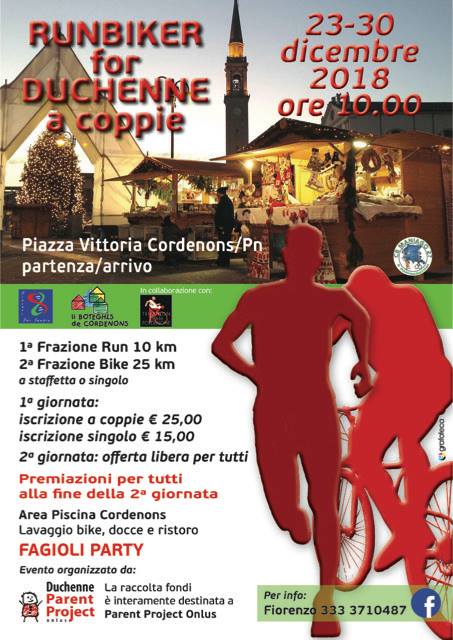 “RUNBIKER FOR DUCHENNE” A CORDENONS: IL 23 E 30 DICEMBRE LA 4^ EDIZIONE DELLA STEFFETTA SOLIDALE