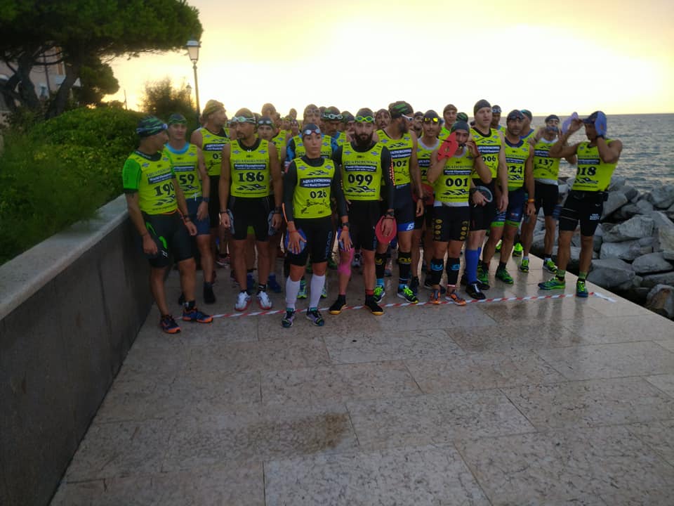 VALERIO NADIN, YVETTE MORO PIAZZON E MATTEO BOZ COMPLETANO CON SUCCESSO L'AQUATICRUNNER GRADO-LIGNANO 2019
