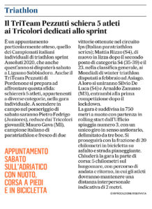 Il Gazzettino_24-09-2020_Il Triteam Pezzutti schiera 5 atleti ai Tricolori dedicati allo Sprint