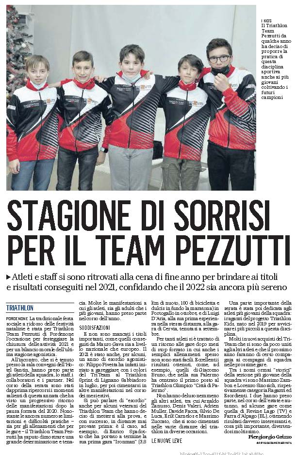 Gazzettino_20-12-2021: Stagione di sorrisi per il Team Pezzutti