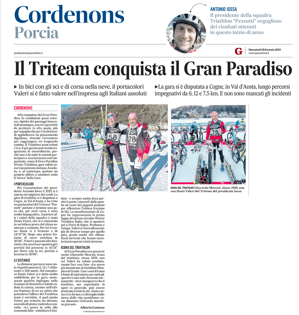 Gazzettino_19 gennaio 2022: Il Triteam conquista il Gran Paradiso