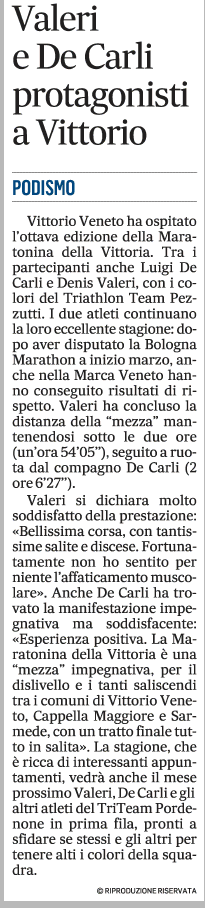 Gazzettino_24-03-2023: Valeri e De Carli protagonisti a Vittorio