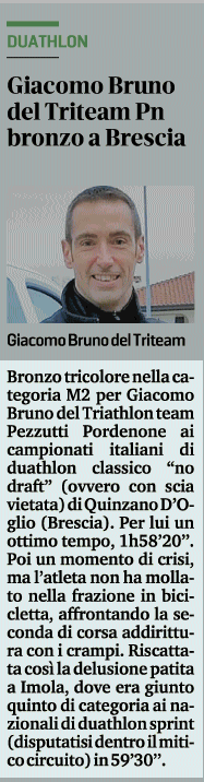 Messaggero Veneto_19-04-2023: Giacomo Bruno del Triteam Pn bronzo a Brescia